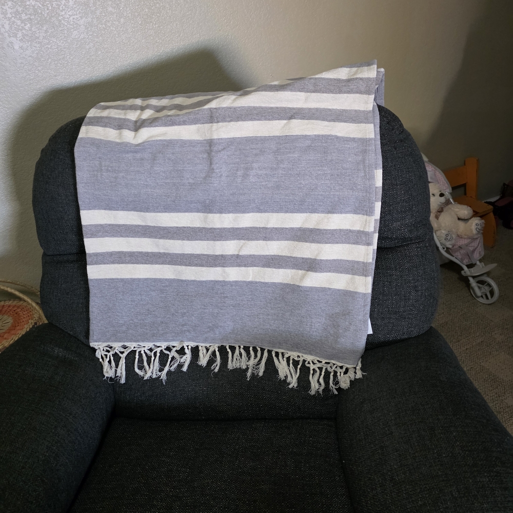Chic Gray and White Striped Throw